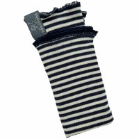 Stulpen Wolle/Seide geringelt marine-natur - 1