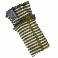 Stulpen Wolle/Seide geringelt green-natur - 1