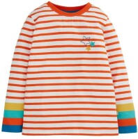 Mylor Striped Top Tiger Orange/Soft White