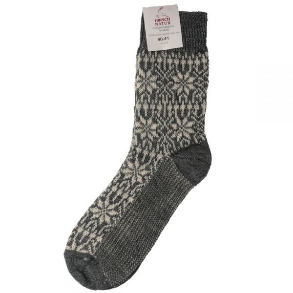 Norweger Socken Sternenmuster hellgrau-natur - 38/39
