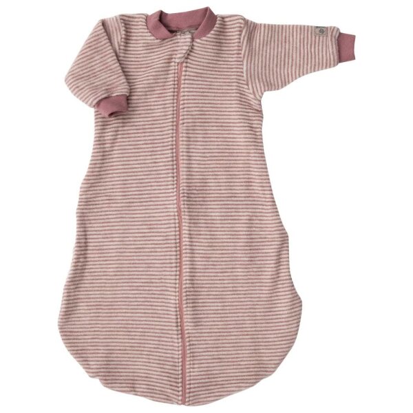 Schlafsack mit Arm Wollfrottee Ringel mauve - 62/68