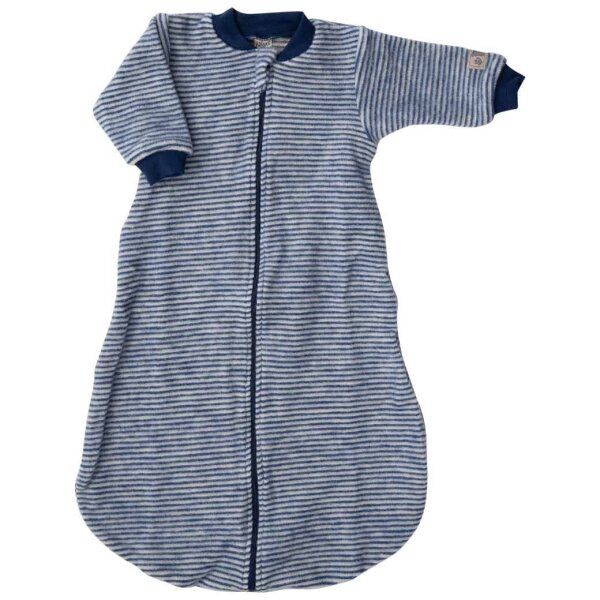 Schlafsack mit Arm Wollfrottee Ringel marine - 98/104