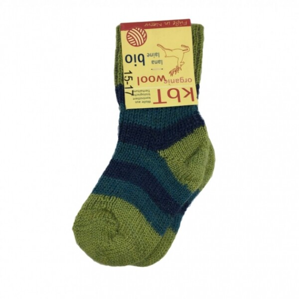 Ringelsocke Wolle maigrün-jeans-petrol - 18-20