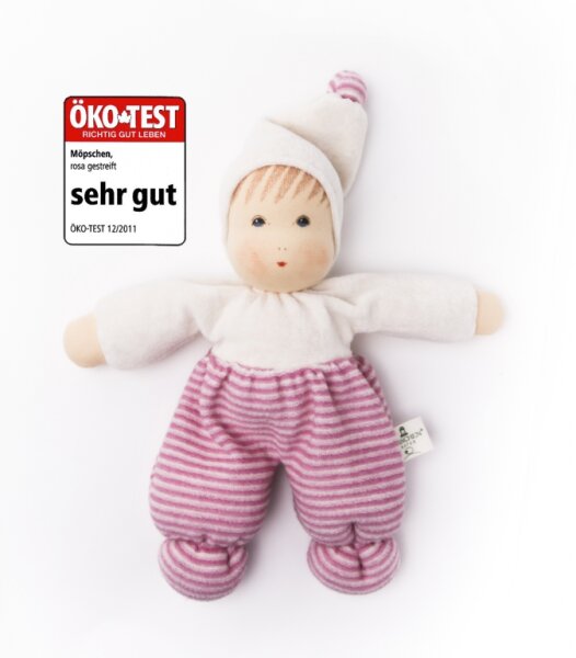 Möpschen Wollfrottee rosa-geringelt 32 cm