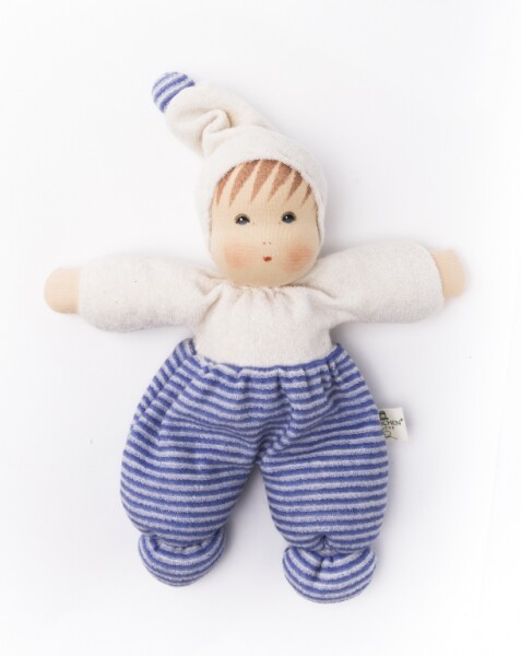 Möpschen Wollfrottee hellblau-geringelt 32 cm