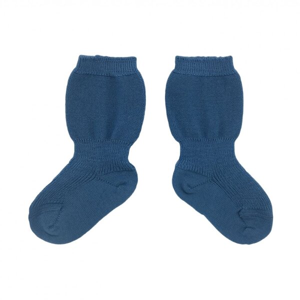 Babysocke 100% Wolle bergblau - 80/86