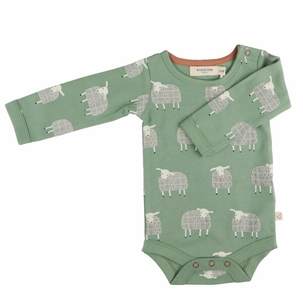 Body langarm Print sheep basil - 74/80