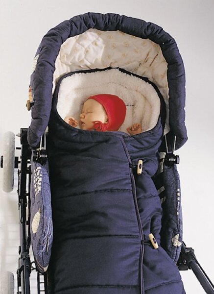 Multisack Kinderwagen Fußsack Lammflor marine