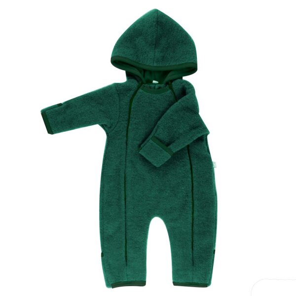 Baby Overall Wollfleece dunkelgrün melange - 62/68