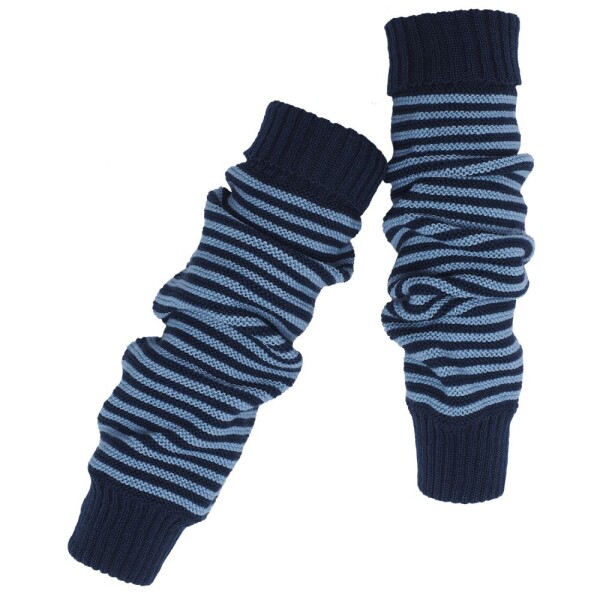 Stulpen/Beinlinge 100% Wolle marine/hellblau
