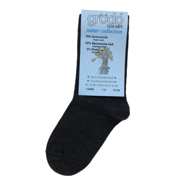 Kindersocken 75% Wolle anthrazit-meliert - 27-30