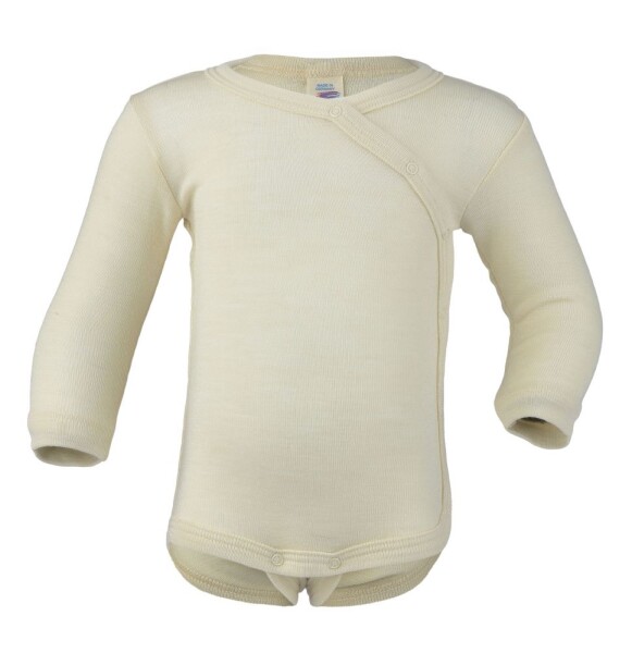 Wickelbody Langarm Wolle/Seide natur