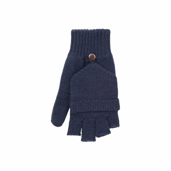 Kinder Halbfinger Handschuhe Wolle marine - 5
