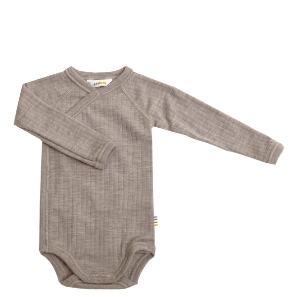 Wickelbody Wolle fein Ripp sesam - 56/62