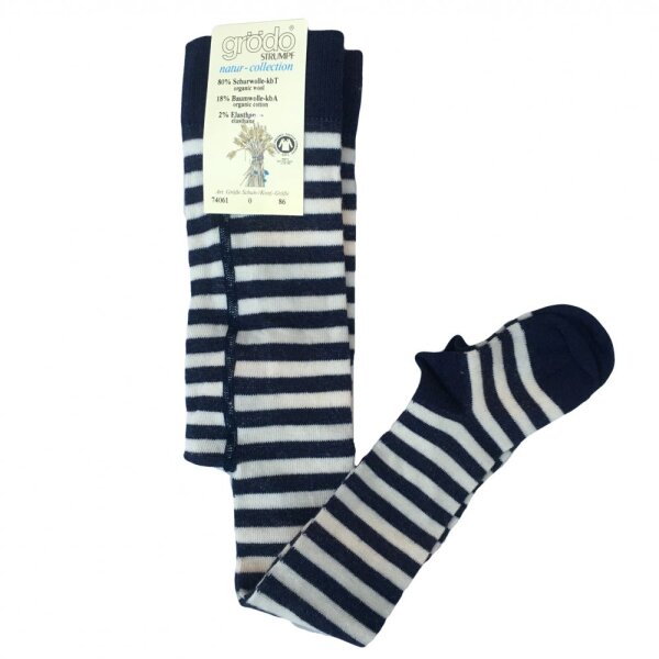 Kinderstrumpfhose 80% Wolle marine-rohweiß