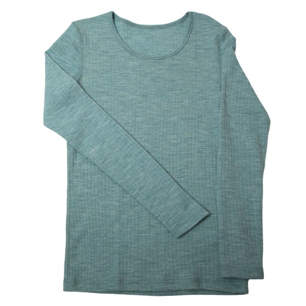 Basic Shirt Woman Wolle aqua melange - XS