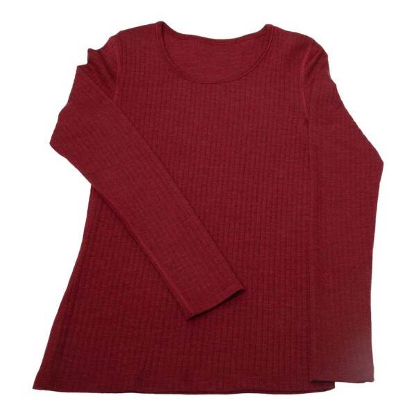 Basic Shirt Woman Wolle bordeaux  - M