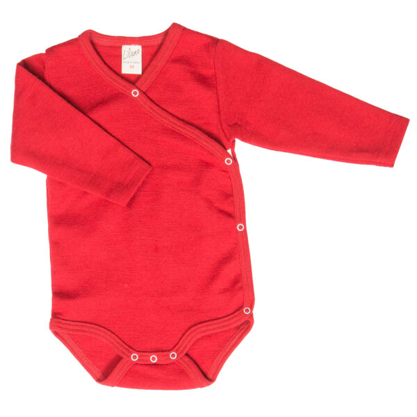 Wickelbody Langarm Wolle/Seide rot