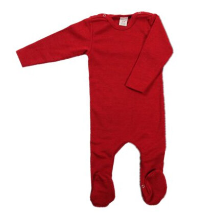 Overall m. Fuß Wolle/Seide rot