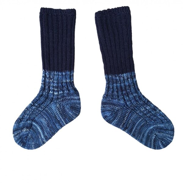 Babysöckchen 75% Wolle blau meliert
