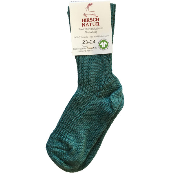 Grobstricksocke Wolle petrol - 33-34