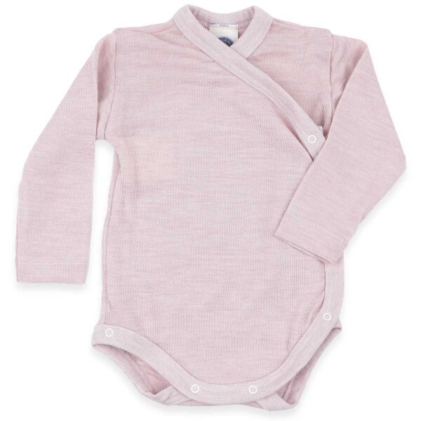 Wickelbody Wolle Seide rosa meliert - 62/68