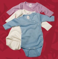 Wickelbody Langarm Wolle/Seide bleu