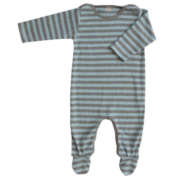 Popolini Overall m. Fuß blau-grau