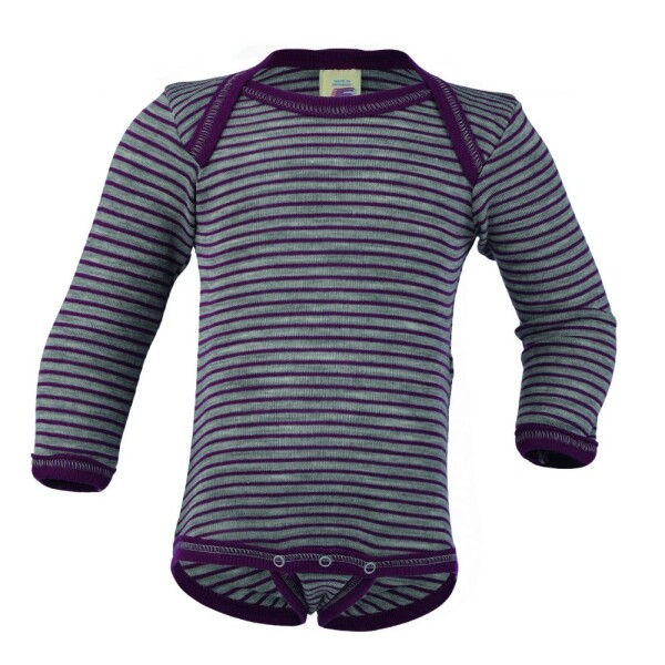 Body Langarm Wolle/Seide hellgrau/orchidee