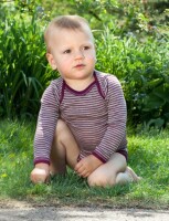 Body Langarm Wolle/Seide hellgrau/orchidee