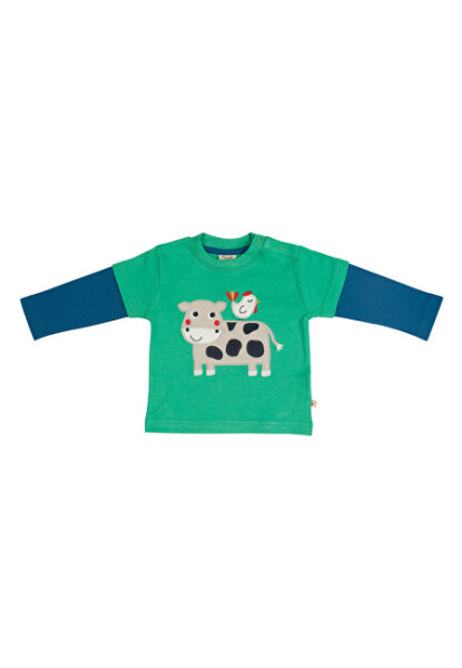 Little Look Lagenshirt Kuh grün