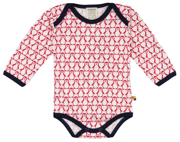 Body Langarm BW/Wolle Pinguine tomato