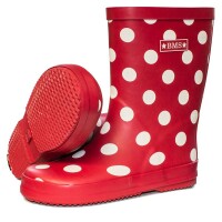 Gummistiefel rot mit Punkten