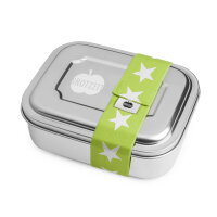 Zweier Lunchbox mit Unterteilung - Sterne gr&uuml;n lime
