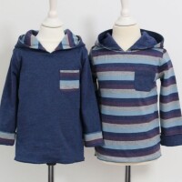 Kapuzen-Wendeshirt Ringel plum-navy