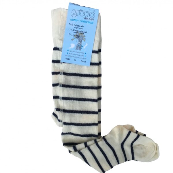 Grödo Babystrumpfhose 75 % Wolle weiß-marine
