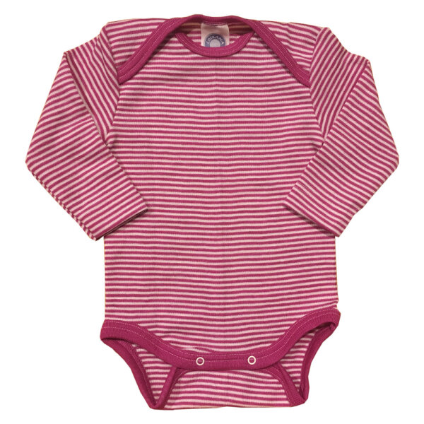 Body Langarm Wolle/Seide pink geringelt