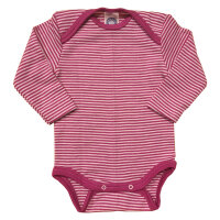 Body Langarm Wolle/Seide pink geringelt
