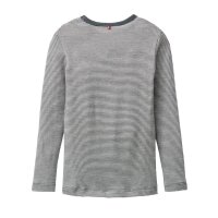 Langarmshirt Wolle/Seide anthrazit geringelt  - 92