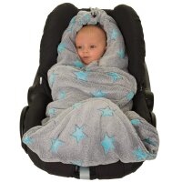 Fleece-Decke 80x80 Sterne blau-grau