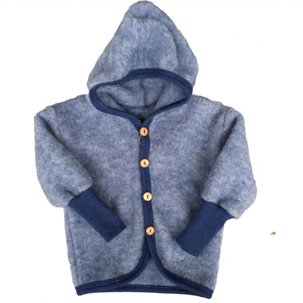 Cosilana Jäckchen Wollfleece m. Kapuze blau meliert
