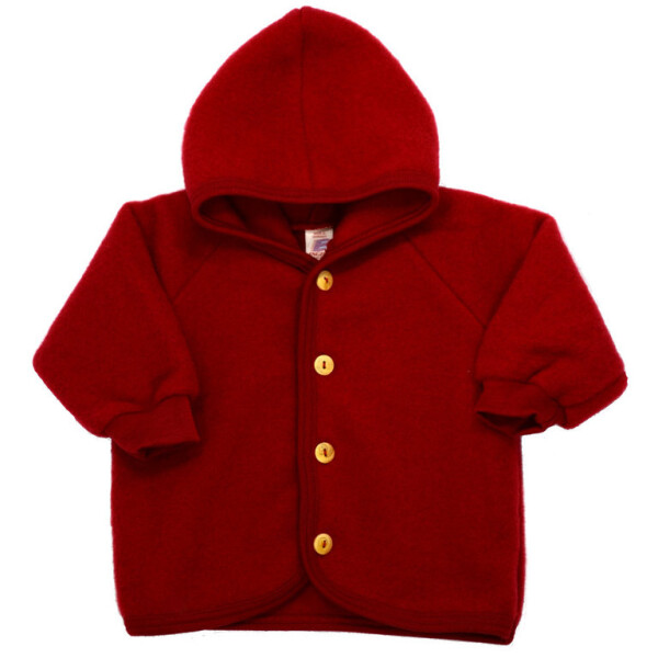 Kapuzenjacke Wollfleece kirschrot