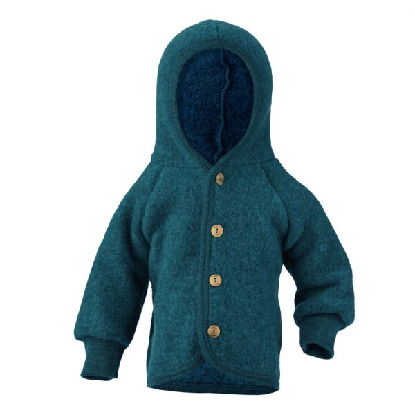 Kapuzenjacke Wollfleece petrol melange