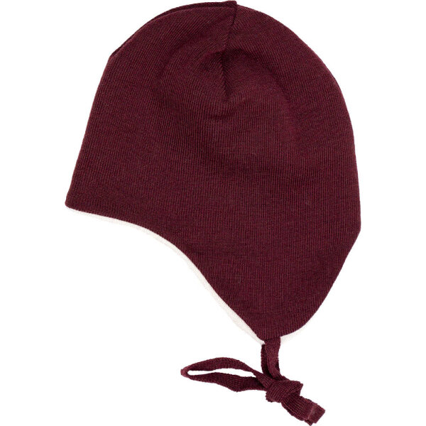 Ohrenmütze Wolle schwarzkirsch - 50/52