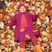 Strick-Legging geringelt beere-orange