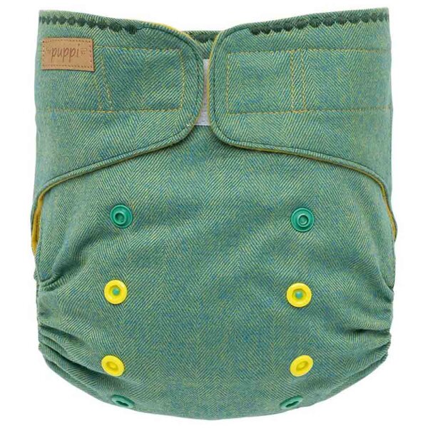 Wollüberhose Klett Green Herringbone  - Mini Onesize