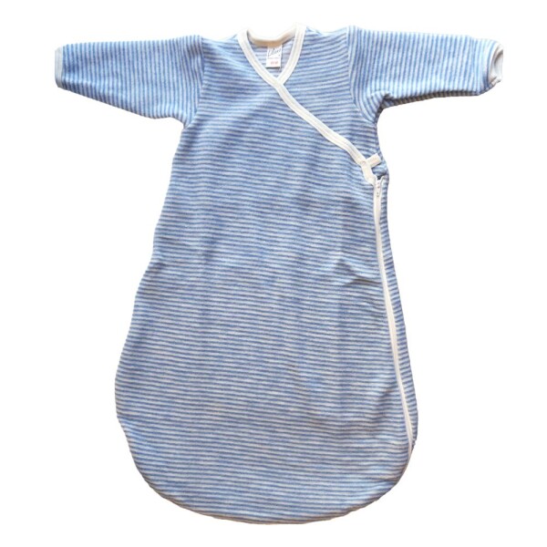 Wickel-Schlafsack m. Arm Wollfrottee bleu