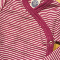 Wickelbody Langarm Wolle/Seide pink geringelt