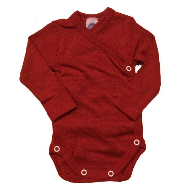 Wickelbody Langarm Wolle/Seide rot