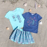 T-Shirt Stickerei Unterwasserwelt blue